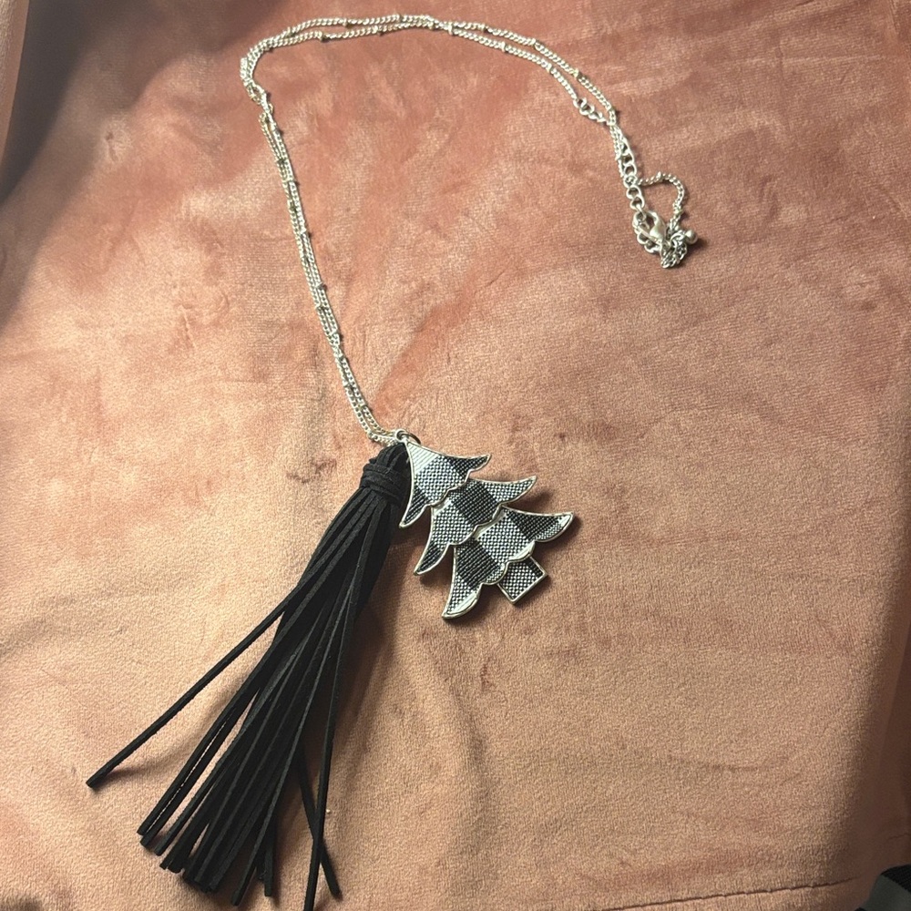Silver and Black Tassel Necklace